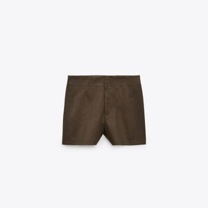 Zara High-Waisted Shortsdark Brown💟